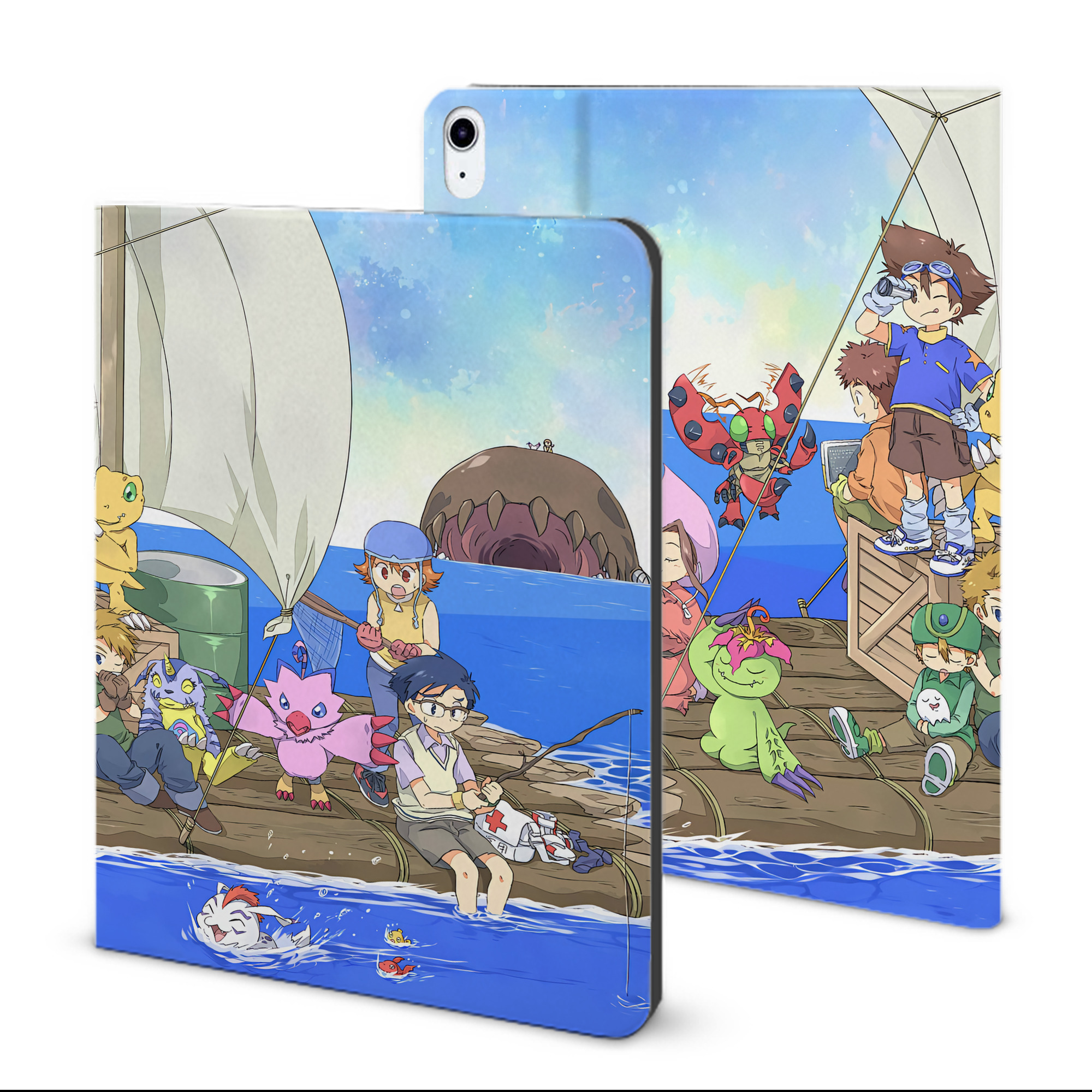 （画像用） Digimon デジタルモンスター/デジモン IPad ケース ブック型 PUレザー TPU 耐衝撃 軽量 薄型 ペン収納なし 全面保護 IPad 各モデル対応
